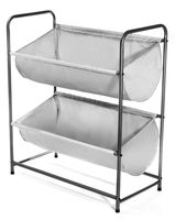 JustRoomy Sport Storage Rack 2 Tier Ball Toy Holder Cart Garage Storage Bin Sports Equipment Organizer Stackable Multi-Purpose Utility Storage Rack, Silver Gray