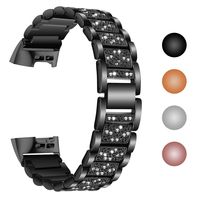 Velavior Compatible Fitbit Charge 3 Bands for Women, Premium Metal Bands with Rhinestone Bangle Bracelet Replacement Wristbands Accessories for Fitbit Charge3 & Charge 3 SE