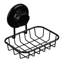 SANNO Adhesive & Vacuum Suction Soap Dish Holder, Soap Saver Soap Holder Soap Tray Bar Soap Sponge Holder for Shower, Bathroom, Tub and Kitchen Sink - Rust Proof Stainless Steel,Black
