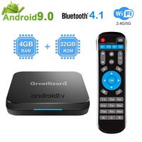 Greatlizard KM9 Android 9.0 TV Box 4GB LPDDR4 32GB EMMC 4K HD Quad Core Smart TV Box with Dual WiFi 2.4G/5G Bluetooth Supported