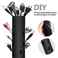 Cable Management Sleeve, 118" Neoprene Cable Organizer Cord Sleeve for TV Computer Office Home, Adjustable Black & White Electrical Cord Cover Sleeves Reversible Wire Hider Protector Covers (Black3)