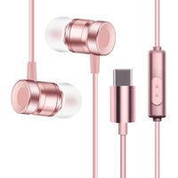 Pandaie Pink in-Ear Headphone Earphone Type-C Stereo Headphone Headset Super Bass Music Earphone Earbuds for HTC U1 for iPhone Samsung Huawei HTC Xiaomi Nokia Galaxy Note A3 4 5 6 7 8 Plus Ascend LG
