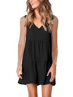 Amoretu Women's Sleeveless Dresses for Summer Loose Tunic Shift Dress Black XXL