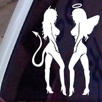 Elevin(TM)Hot Classic Sexy Girls Sticker Anger Devil Beauty White Car Truck Wall Laptop Phone Decal (White, 1611cm)