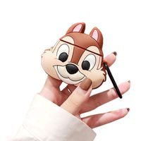 ICI-Rencontrer 3D Vivid Brown Tree Squirrel Design Airpods Case Kids Girls Women Cute Black Nose Animals AirPods Accessories Wireless Charging Earphone Soft Silicone Protector Hook