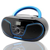 LONPOO Portable CD Player Boombox with FM Radio,USB Playback,Bluetooth-in,AUX Input and 3.5mm Earphone Output, Stereo Sound Speaker & Audio,Black