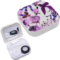 Portable Contact Lens Case Box Travel Kit Mirror + Bottle + Tweezers Container Holder [ Fashion Watercolor ]