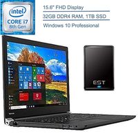 2020 TOSHIBA Tecra A50-E 15.6" FHD Business Laptop Computer: 8th Gen Quad-Core i7-8550U up to 4.0GHz, 32GB DDR4 RAM, 1TB SSD, 802.11ac WiFi, HDMI, Windows 10 Pro, EST 500GB External Hard Drive