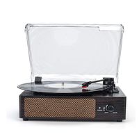 Record Player Portable Wireless LP Belt-Drive 3-Speed Turntable with Built in Stereo Speakers, Vintage Style Vinyl Record Player (Vintage Style-Brown)