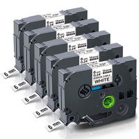 Unismar Tze-FX211 6mm 0.23'' Tze Flexible-ID Laminated Tape White Compatible for Brother P-Touch PT-D210 PT-D200 PT-H110 PT-D400AD PT-D600 PT-1880 PT-1890C PT-P300BT Label Maker, 1/4" x 26.2', 5-Pack