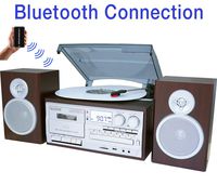 Boytone BT-28SPS, Bluetooth Classic Style Record Player Turntable with AM/FM Radio, Cassette Player, CD Player, 2 Separate Stereo Speakers, Record Vinyl, Radio, Cassette to MP3, SD Slot, USB, AUX