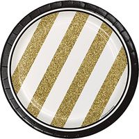 Creative Converting 24 Count Sturdy Style Paper Dessert Plates, 7", Black/Gold