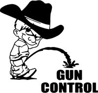 Cowboy Calvin Piss Pee on Socialist Gun Control Vinyl Decal Sticker for Window Car Laptop (5.5" inches (Black)