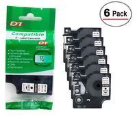 6/Pack LM Tapes - Premium LM-45020 1/2" White on Clear Compatible Label Maker Tape, Replaces Dymo 45020 D1 Label Tape 12mm