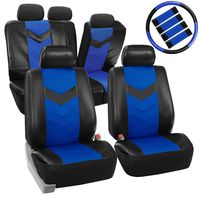 FH Group PU021BLUE-COMBO Seat Cover (Premium Synthetic Leather with Accessories Combo Set Airbag Compatible Blue)