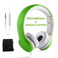 Kids Headphones Volume Limited ，Yusonic Over The Ear Foldable Headphones with Share Connector for Boys Girls Children (Green 2)