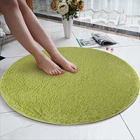 Jocund Home Carpet 80cm Soft Coral Velvet Round Rug Anti-Skid Doormat Bath Living Room Rug
