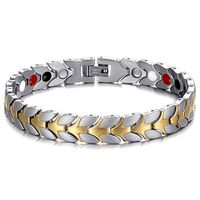 HiTreasure Gold Silver Titanium Steel Magnetic Therapy Health Link Bracelet Men Women