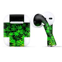 Protective Skin Wrap for Apple AirPods, Vinyl Sticker Cover Decal, Weed Green Bud Marijuana Leaves
