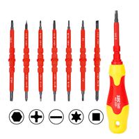 SDC Magnetic Screwdriver Set, Insulated Multi Screw Driver Kit, with 14 Ultra-Strong Interchangeable Tips (3 Phillips, 3 Slotted, 4 Torx, 2 Square, 2 Hex)