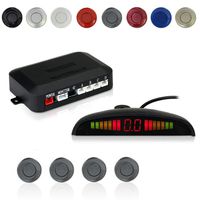 EKYLIN Car Auto Vehicle Reverse Backup Radar System with 4 Parking Sensors Distance Detection + LED Distance Display + Sound Warning (Gray Color)