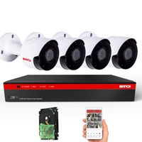 BTG 8CH 4K Video/Audio Poe Home Security IP Camera System 8MP NVR Built-in PoE with Outdoor 8MP Surveillance IP PoE 4 Bullet Cameras HD 3840(H)×2160(V) IR CCTV System H265 1TB HDD