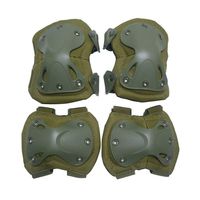 YASSUN Kneepad Elbow Suit, Durable Well-Knit for Field Operations Security Outdoor Sports Protective Tools 4 Piece Set, Army Green