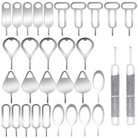 AYWFEY 32 Pieces SIM Card Removal Openning Tool Tray Eject Pins Needle Opener Ejector Compatible with All iPhone Apple iPad HTC Samsung Galaxy Cell Phone Smartphone Watchchain Link Remover