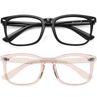 MEETSUN Blue Light Blocking Glasses, Anti Eye Strain Headache (Sleep Better),Computer Reading Glasses UV400 Transparent Lens (Black + coffee frame / 2 Pack Black, 53)