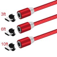 UGI Micro USB Magnetic Phone Charging Cable,USB 2.0 to Micro USB Cable Android (3.3ft+6.6ft+10ft) Nylon Braided LED Cord Compatible with LG HTC Samsung S5 S6 S7 Note 5 PS4 More Micro USB Devices