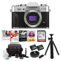 FUJIFILM X-T30 Mirrorless Digital Camera Body (Silver) Essential Accessory Bundle+ Sandisk 64GB Ultra UHS-I + 2 NP-W126 & Dual Charger + Tripod + Deluxe Photo Software