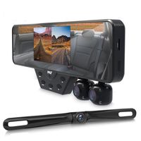 Upgraded 2018 Dashcam Backup Car Camera - Rear View Mirror Car Recorder, Record In Your Car , Front & Back Of Your Vehicle 3 Camera System Video Recorder DVR Wide Lens G-Sensor Loop Recording
