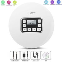 Portable CD Player, HOTT CD611 Personal Small Walkman CD Disc Player with Stereo Earphones, Electronic Anti-Skip Anti-Shock Protection (White)