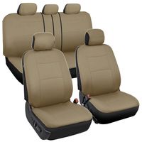 BDK 0S309AB PolyCloth Car Seat Covers (Solid Beige) - 11 Piece Front & Rear Seat Covers - Split Bench