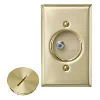 Leviton 41650-F QuickPort Floor Jack Assembly, One F-Type Coax and 1 Blank Insert, Solid Brass