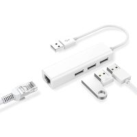 3 USB Port Hub with RJ45 LAN Adapter Laptop Ethernet Dock Network Extender for MacBook Air Pro/Surface Book/Dell XPS/Asus/Lenovo/HP (PC-White)