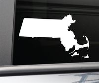 Nashville Decals Massachusetts Vinyl Decal Laptop Car Truck Bumper Window Sticker, 6.5" x 4", White