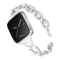 Mtozon Metal Bands Compatible with Fitbit Versa 2/Versa Lite/Versa for Women, Bling Bracelet with Rhinestone Slim Dressy Wristbands, Silver