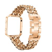 Forthery for Fitbit Blaze Bands, Replacement Stainless Steel Metal Wrist Strap Watch Bands with Metal Frame (Gold 2)