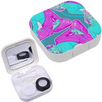 Portable Contact Lens Case Box Travel Kit Mirror + Bottle + Tweezers Container Holder [ Buddha Listening Music Headphones ]
