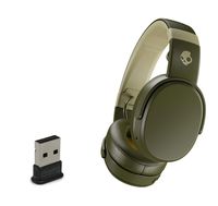 Skullcandy Crusher Foldable Noise Isolating Over-Ear Wireless Bluetooth Immersive Headphone Bundle with 2.0 Bluetooth Adapter - Moss