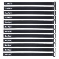 Hook and Loop Straps Lekou Multipurpose Fastening Cable Strap Reusable Securing Strap with 5 Rows Welding Lines1"x 18"-12 Pack -Black