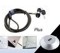 Tumecos Laptop Lock and Adhesive Security Slot Security Plate - Two Keys with 5.9 Foot Sturdy Security Cable