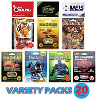 Variety Pack (20 Caps) Male Performance, Energy, Enhancement, and Endurance Bundle with Booklet