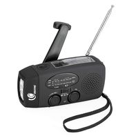 Great One Emergency Hand Crank Self Powered AM/FM NOAA Solar Weather Radio with LED Flashlight, 1000mAh Power Bank for iPhone/Smart Phone088 Black