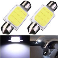 Ecosin Fashion 2Pcs 36mm Festoon COB 12 Chips DC 12V LED Car Dome Reading Lights