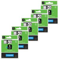 5-Pack Equivalent Dymo D1 Label Tape 45013,1/2 Inch x 23 Feet, Black on White Tapes for Dymo LabelManager 160 280 420P PnP 220P 360D 450 210D