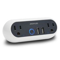 WiFi Smart Outlet Extender Power Strip - JACKYLED Wireless Wall Outlet Plug 2 USB Port 2 AC Outlets with Timing Schedule Countdown Remote Control Work with Amazon Alexa Echo Dot Google Home Assistant