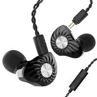 RevoNext RX8 in Ear Monitor,Dual Driver 1DD+1BA HiFi Wired Earbuds with 2 Pins 0.78mm Detachable Cable(Black-Mic)