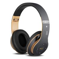 6S Wireless Headphones Over Ear,Noise Cancelling Foldable Wireless Stereo Headsets Earbuds with Built-in Mic, Micro SD/TF, FM for iPhone/Samsung/iPad/PC (Black & Gold)